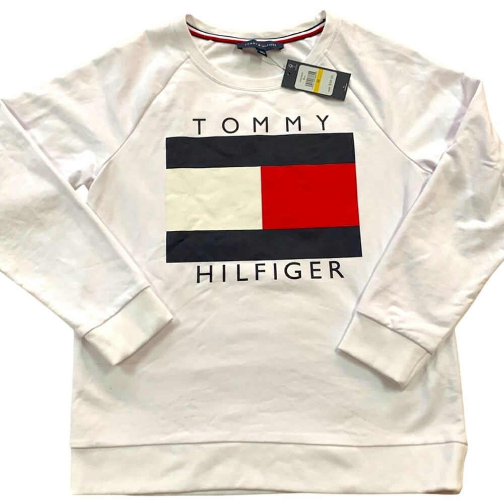 NWT Tommy Hilfiger Logo Sweatshirt White Size Medium Unisex